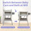 Baignoire pour bébé 2 en 1 avec table à langer, station à langer pliable et imperméable, organisateur de chambre de bébé à hauteur réglable avec supports de rangement