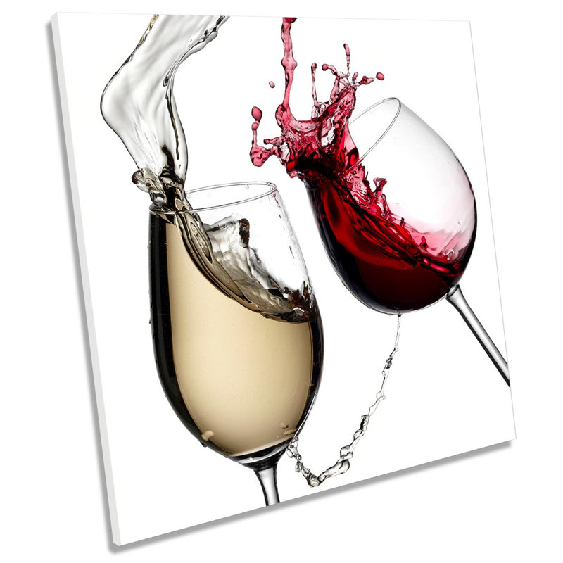 Red Wine Glasses Cheers - Wrapped Canvas Print, 60cm H x 60cm W x 2cm D