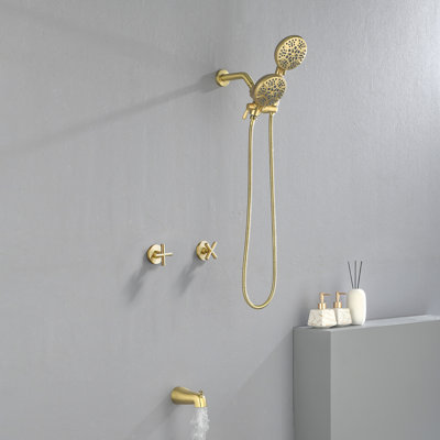 Ensemble de robinet de douche à 2 poignées avec bec de baignoire Ensemble de robinet de douche Ensemble complet de garniture de baignoire et de douche Fixations murales
