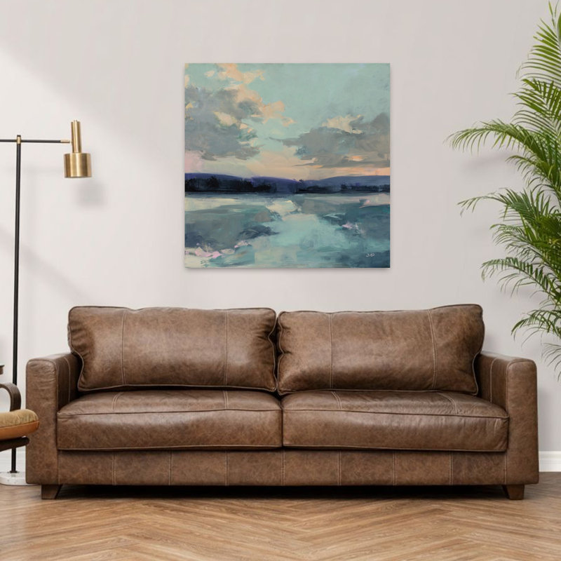 Ciel éphémère côtier avec art bleu turquoise, H 36 po x l 36 po