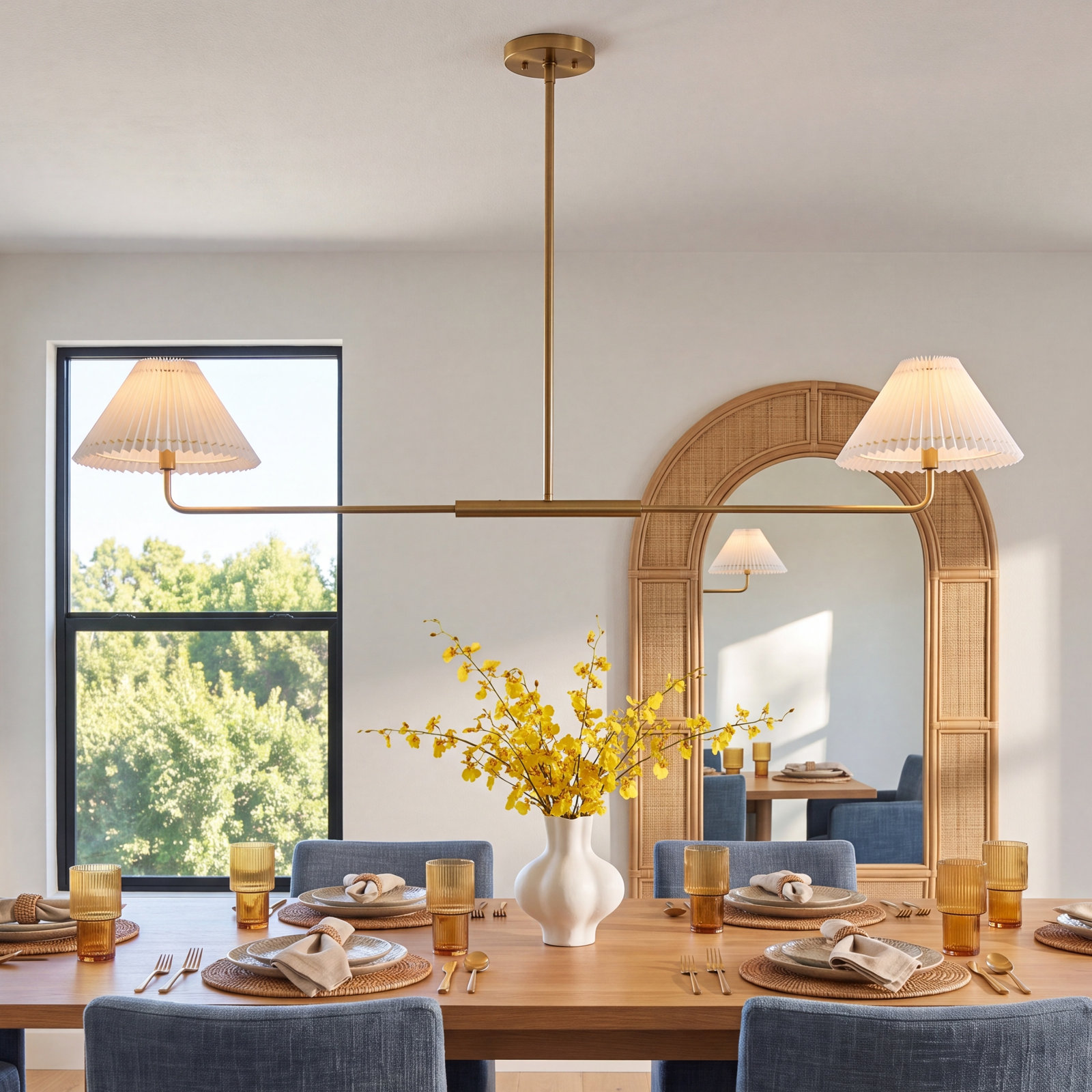 Pearson 2-Light Chandelier, Natural Brass