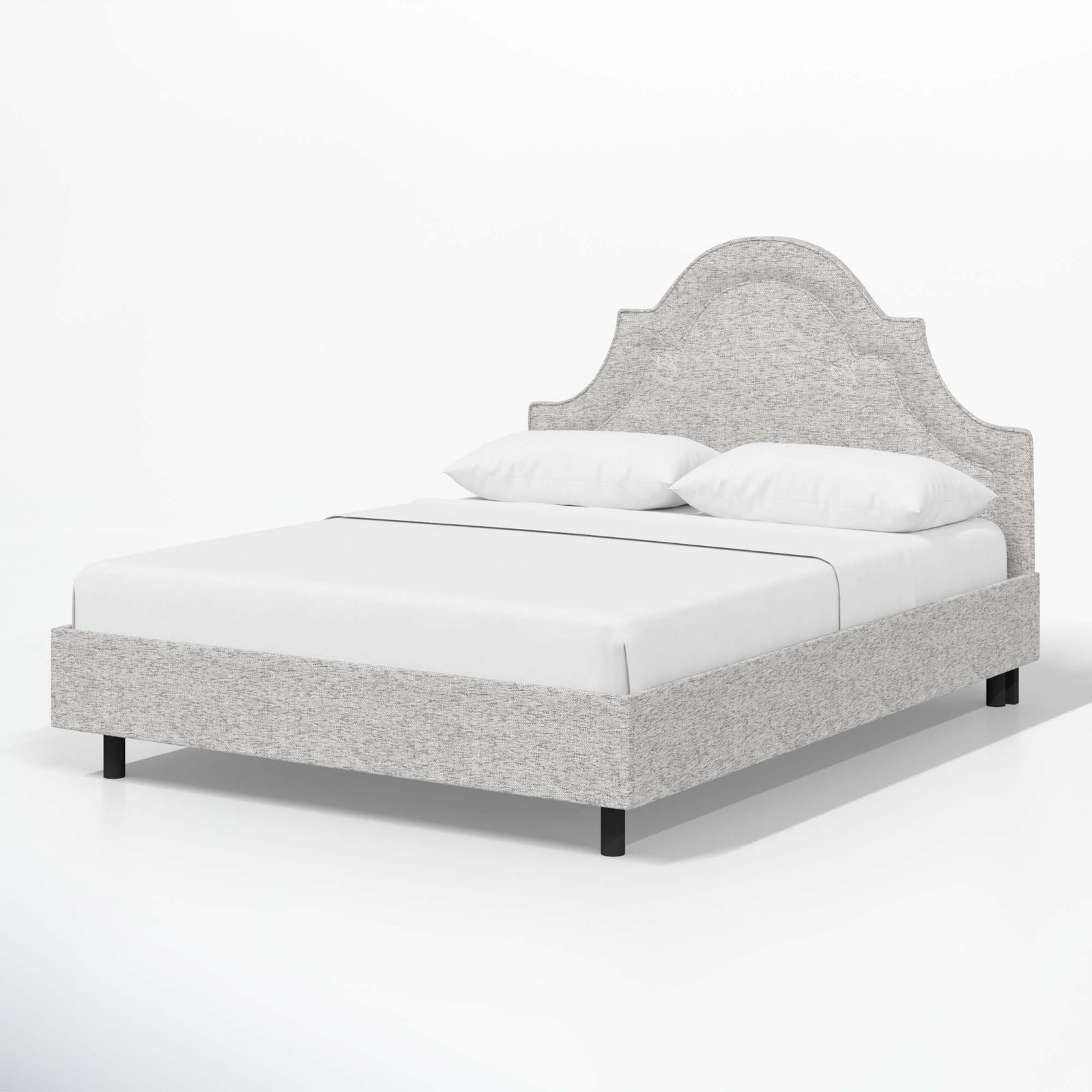 Knipe Upholstered Scalloped Bed, California King, Milsap Spray Sustain® Tweed