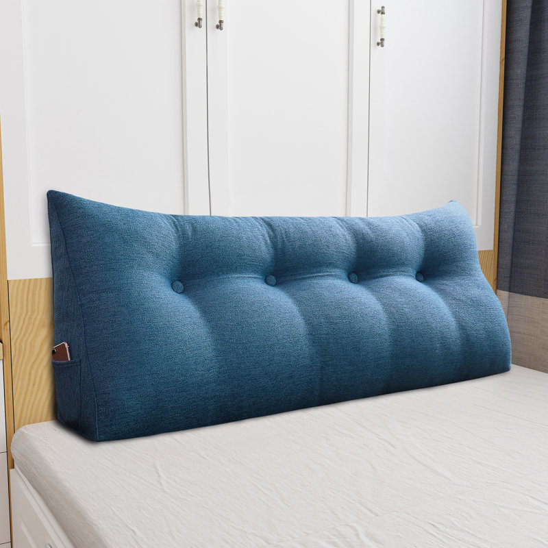 180cm Curved Headboard Pillow, 50cm H x 140cm W, Blue
