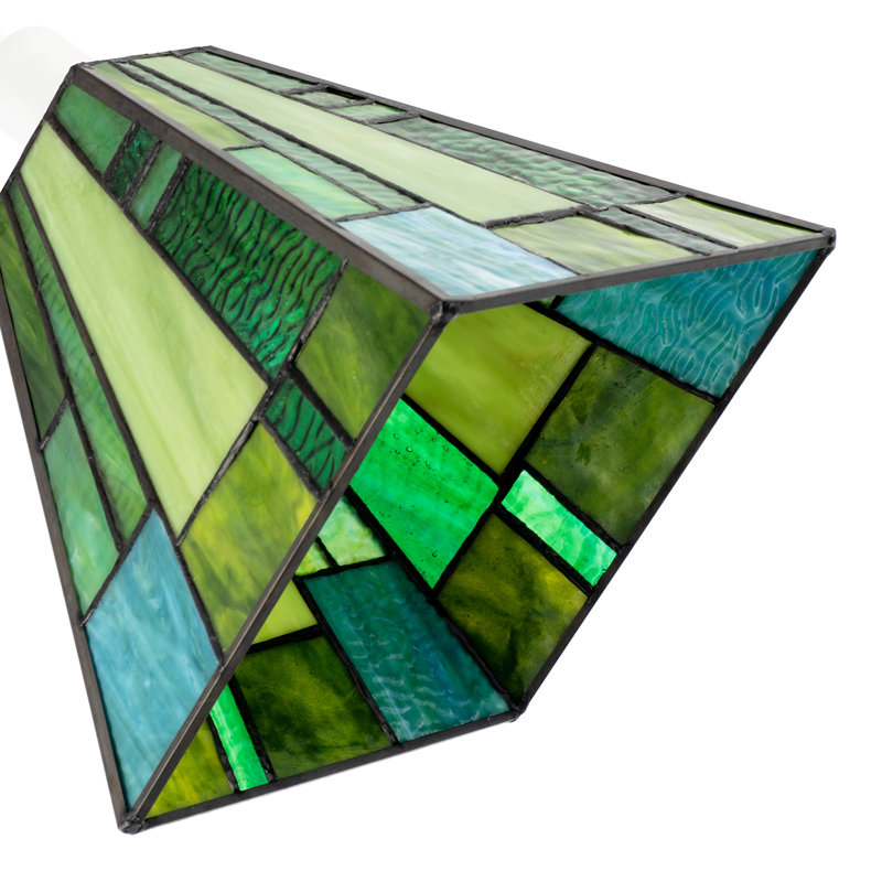 18cm H Glass Square Pendant Shade ( Screw On ), Green