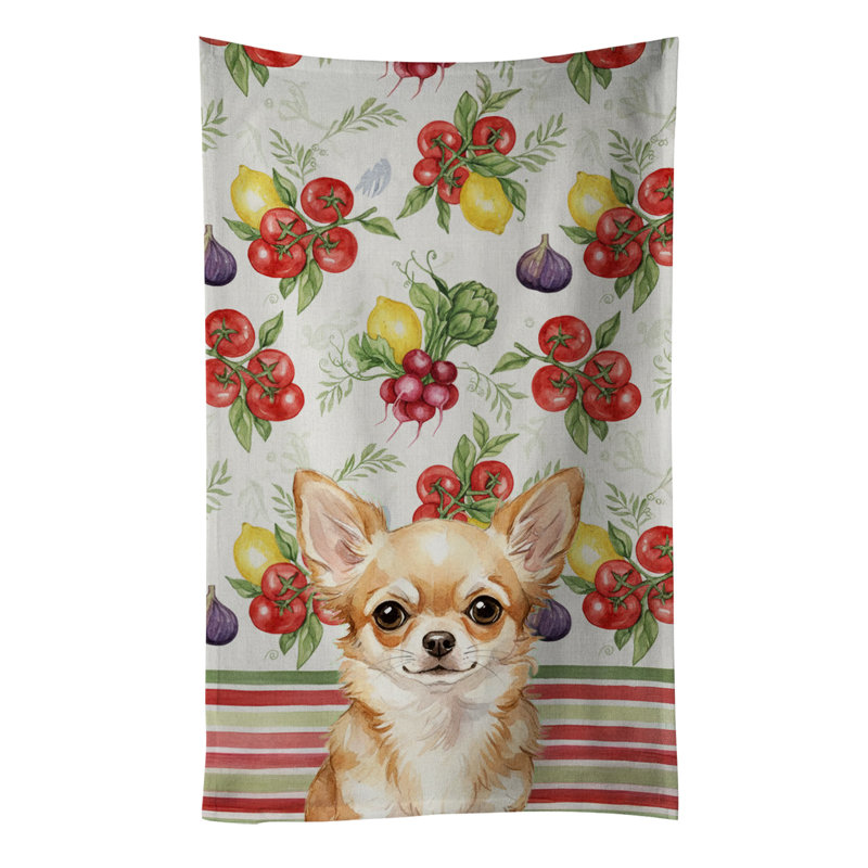 Fawn Chihuahua Vegetables Kitchen Towel, Fawn Chihuahua
