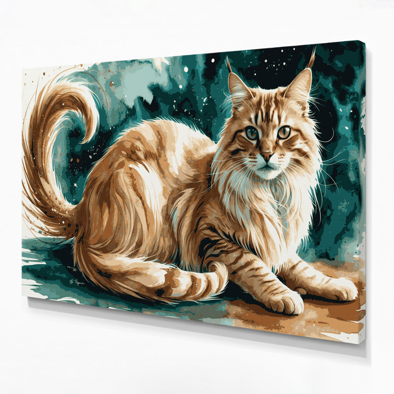 Chat brun, chats, art mural sur toile, H 16 po x l 20 po
