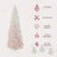 Sapin de Noël artificiel de 6 pi avec lumières réalistes et base en acier, rose et blanc-118034131