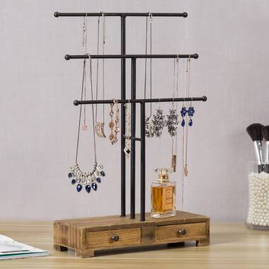 Black Earring Stand of Wood and Metal