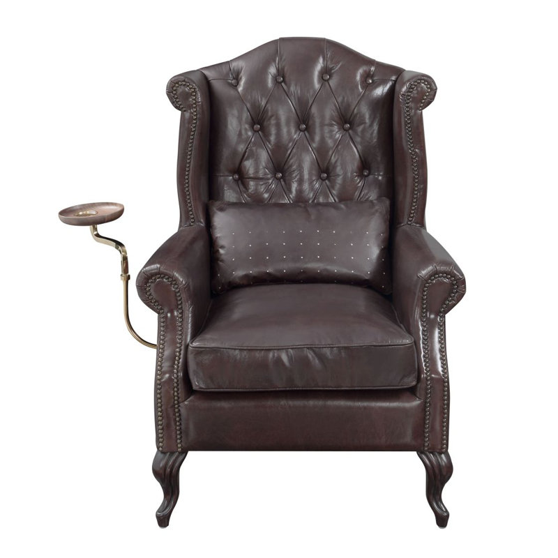 Fauteuil d'appoint Pino, cuir fleur