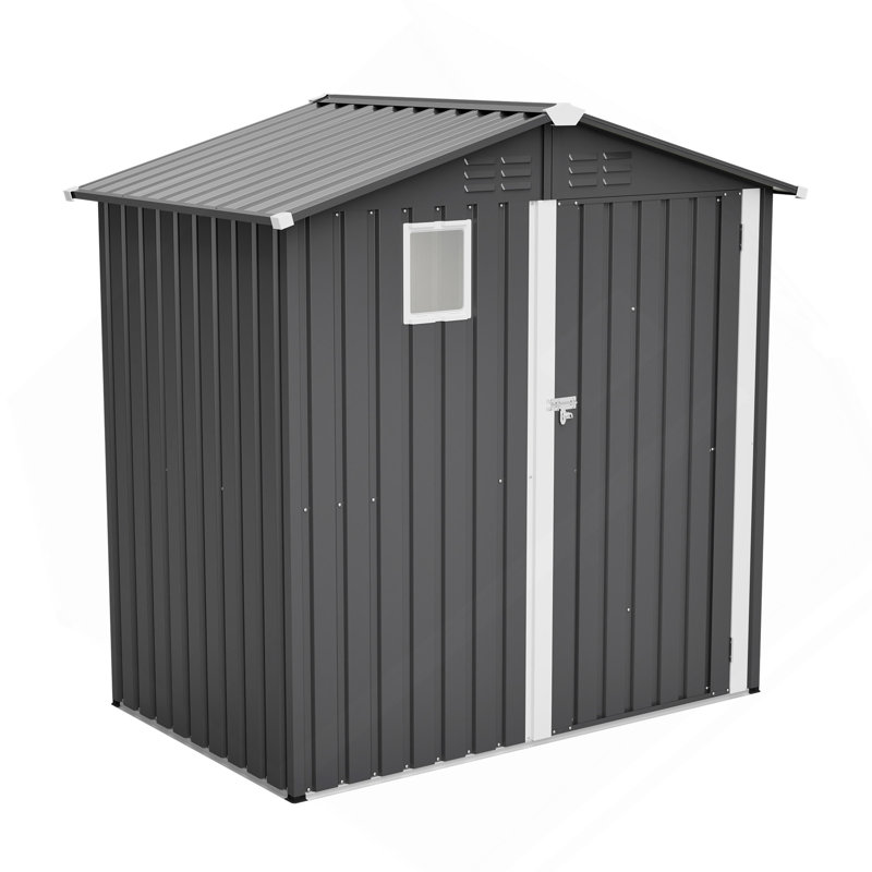 Metal Outdoor Storage Shed 6FT X 4FT, Steel Utility Tool Shed Storage House , Metal Sheds Outdoor Storage For Backyard Garden Patio Lawn, Black