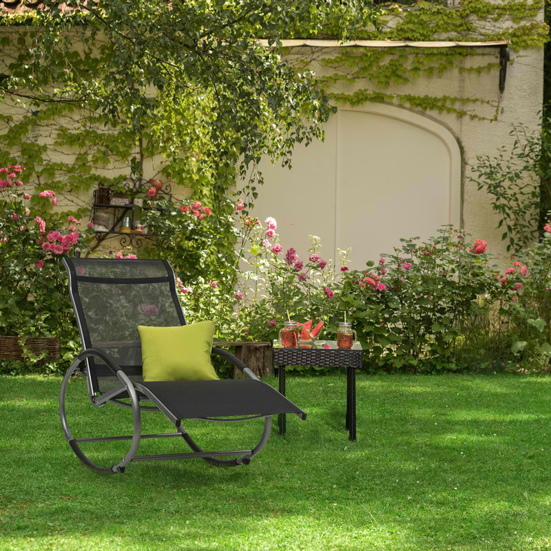 Metal Outdoor Chair, Black, Silver/Black