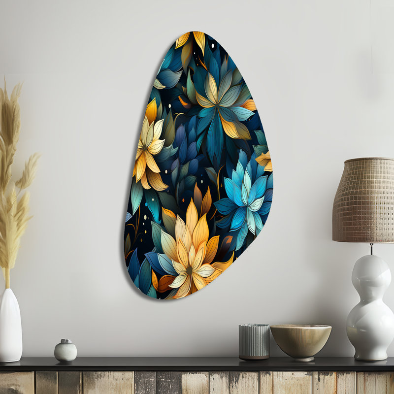 Southwood - Décoration murale irrégulière en métal motif floral d'automne, H 39 po x l 21 po