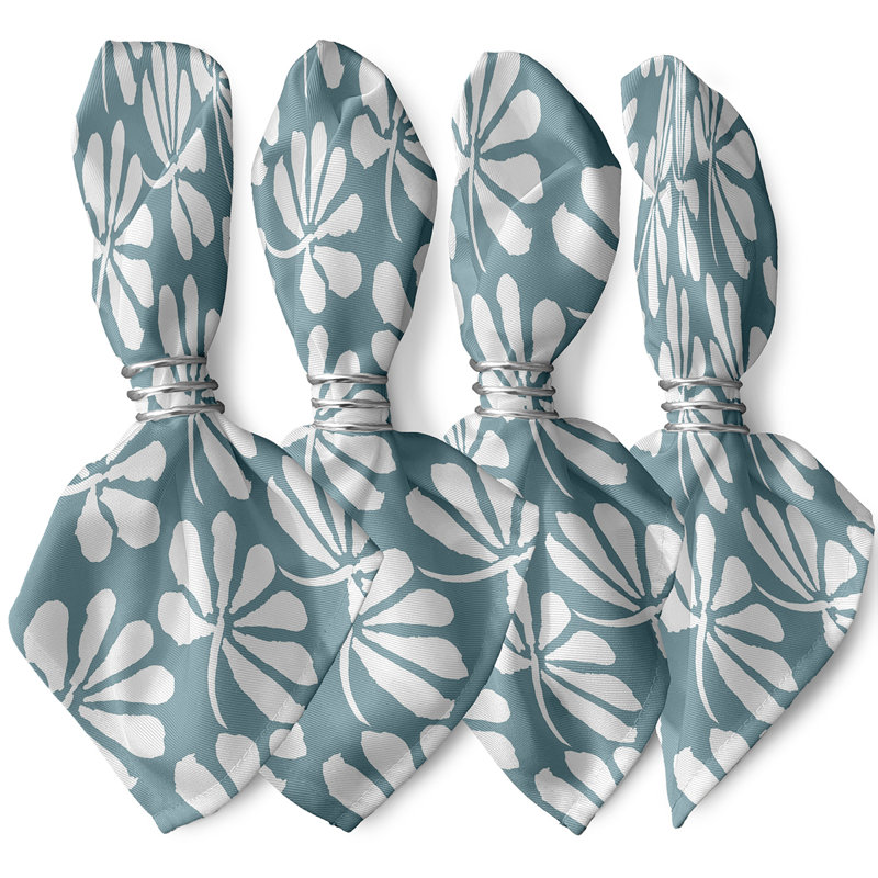 Allen Park Polyester Floral Square Napkin, Aqua