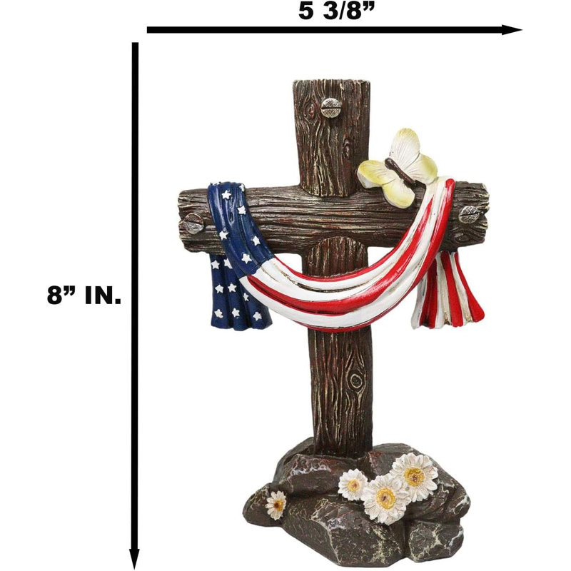 Figurine patriotique de bureau debout avec croix de drapeau américain