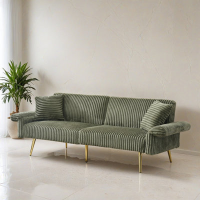 79.02" Wide Convertible Upholstered Reclining Sleeper Sofa Bed