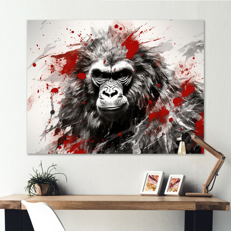 Graffiti rouge sur toile, Toile tendue, H 34 po x l 44 po x P 1,5 po