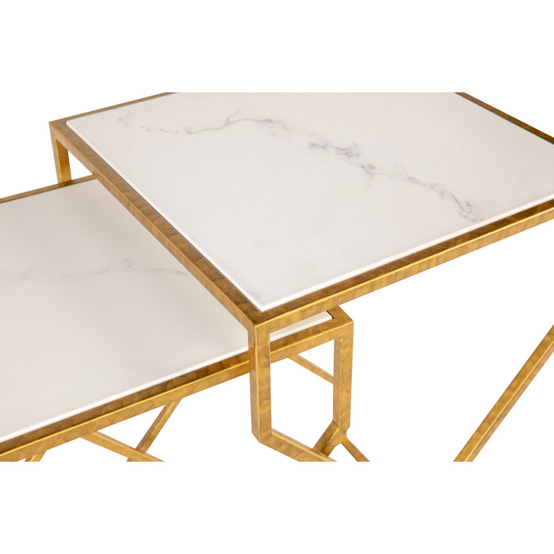 Istanbul Marble Nesting End Table, Gold