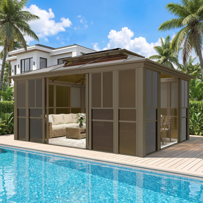 Sunroom With Double Roof & Brown Sunlight Filtering Top