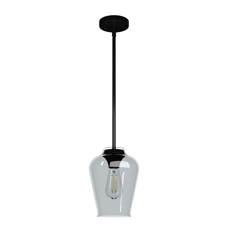 Vidria 1 - Light Single Jar Pendant, Matte Black, Smoked