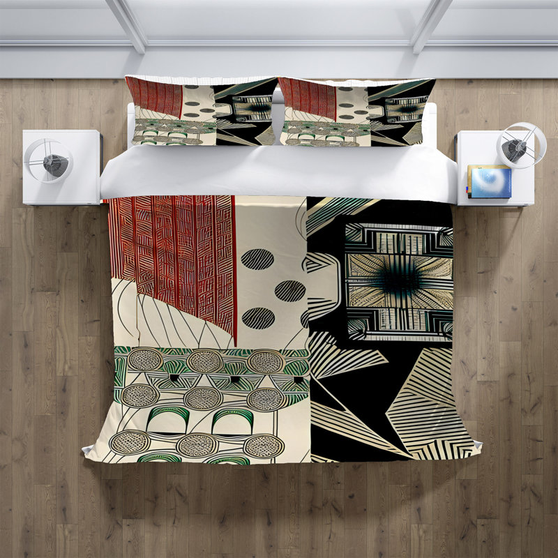 Polyester Abstract Duvet Cover, King Duvet Cover + 2 King Shams
