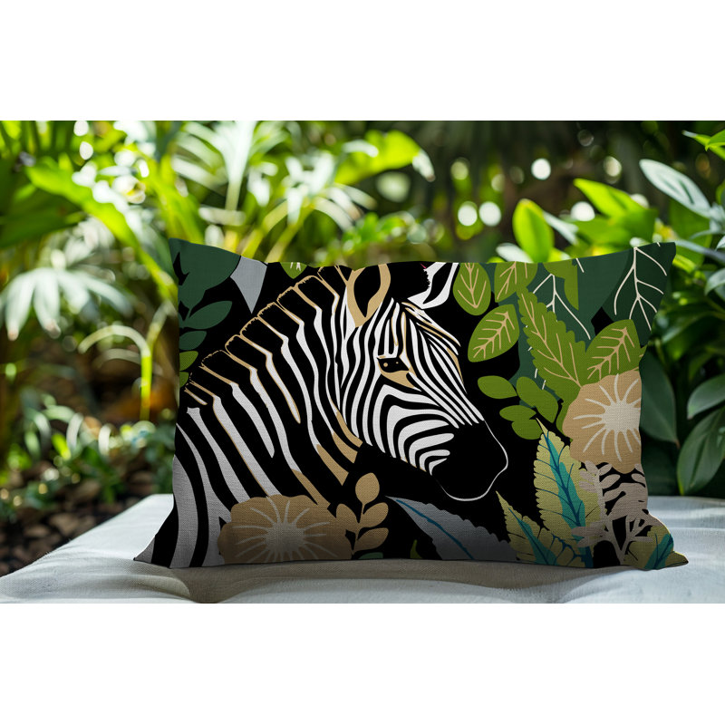 Reversible Indoor/Outdoor Rectangle Pillow, Black, 14" H x 20" W