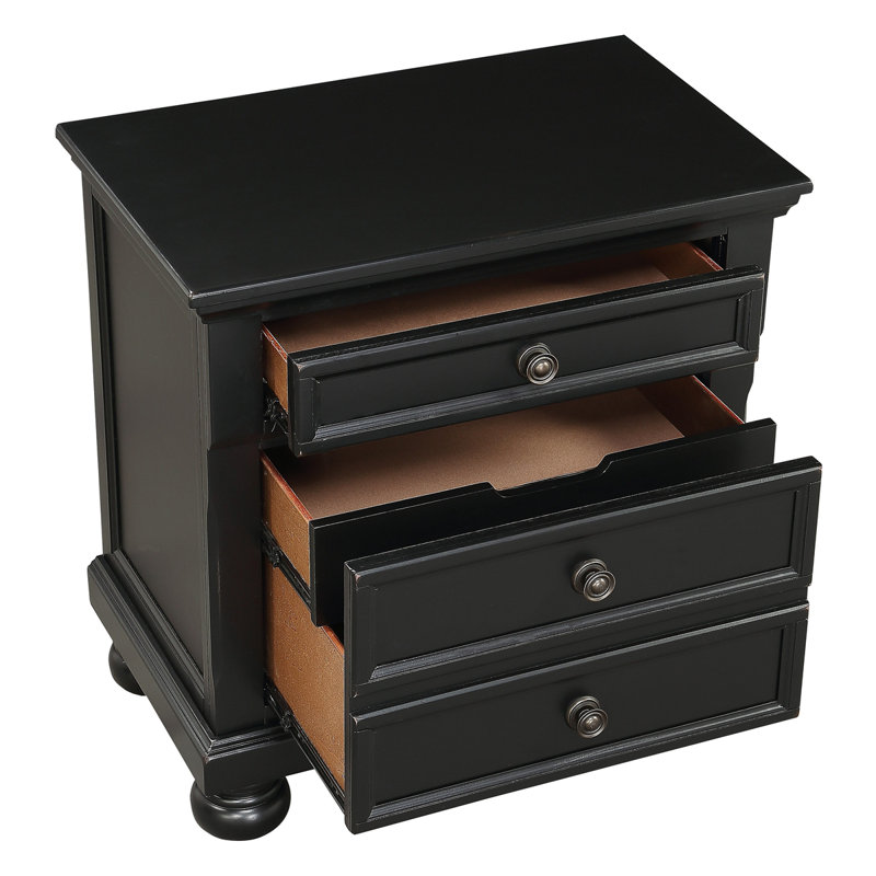 Bedroom Furniture Bun Feet Nightstand With Hidden Drawer Casual Transitional Bed Side Table