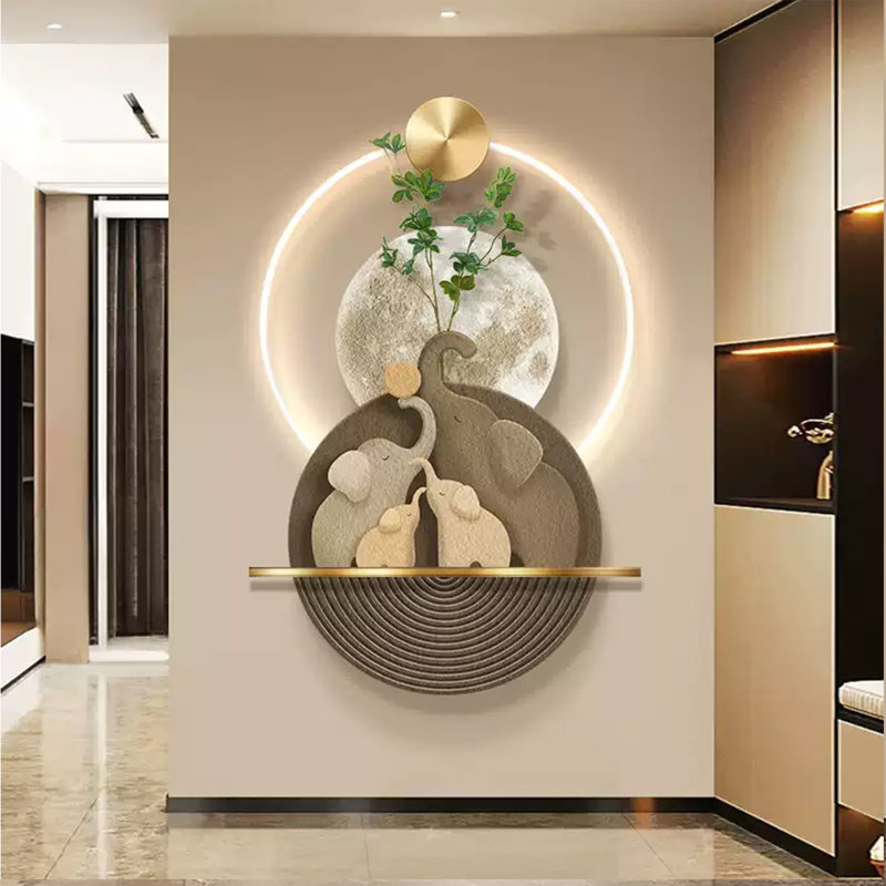 55.12"Light-Up Elephant Sandstone Decorative Painting, 55.12" H x 35.43" W x 1.18" D