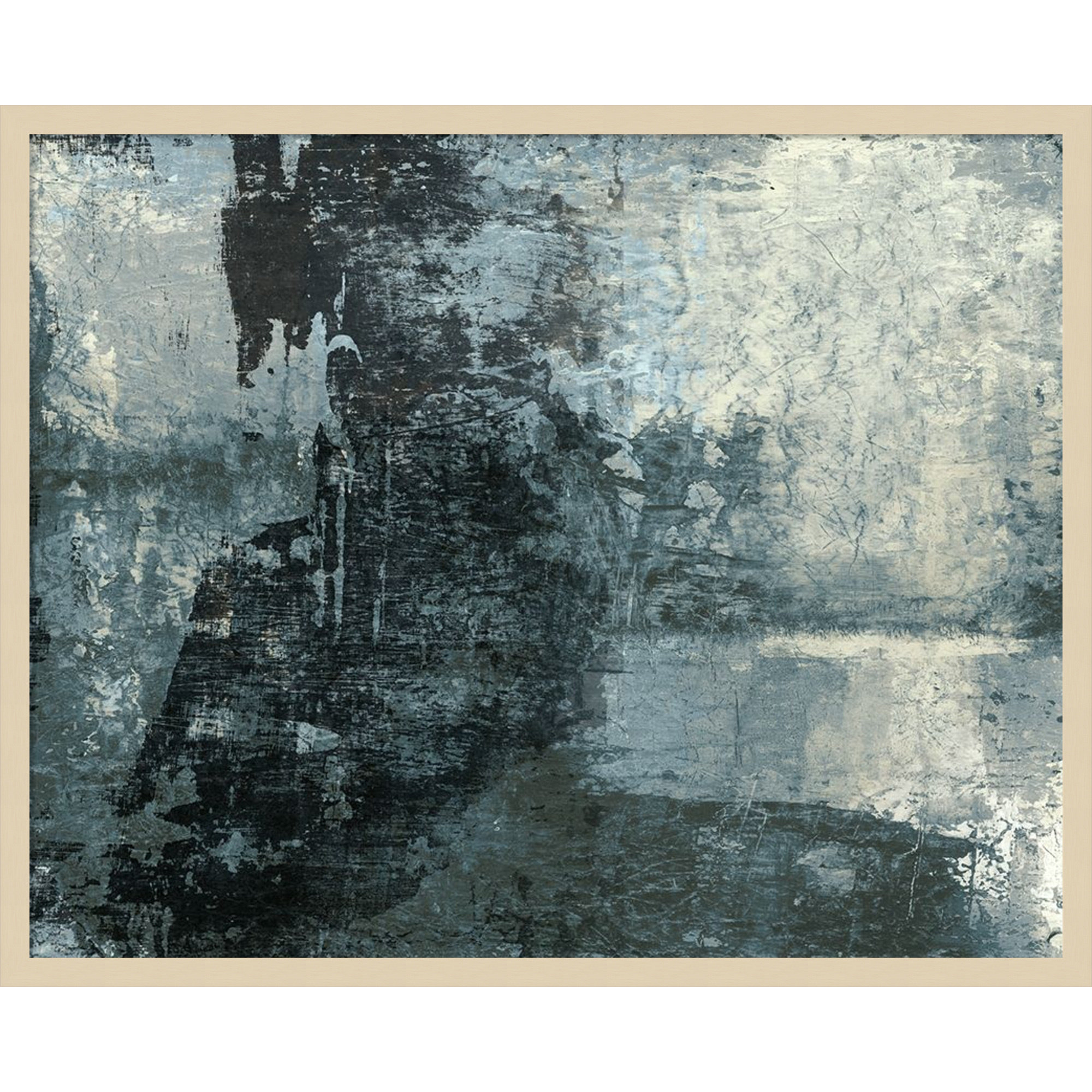 Black and Grey and Blue III by Fresno Wood Framed Wall Art Print, 27" H x 33" W, Brown