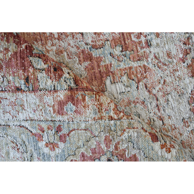 Antique Loom Rust/Blue Polyester powerloom Area Rug, Rectangle 12' x 15'