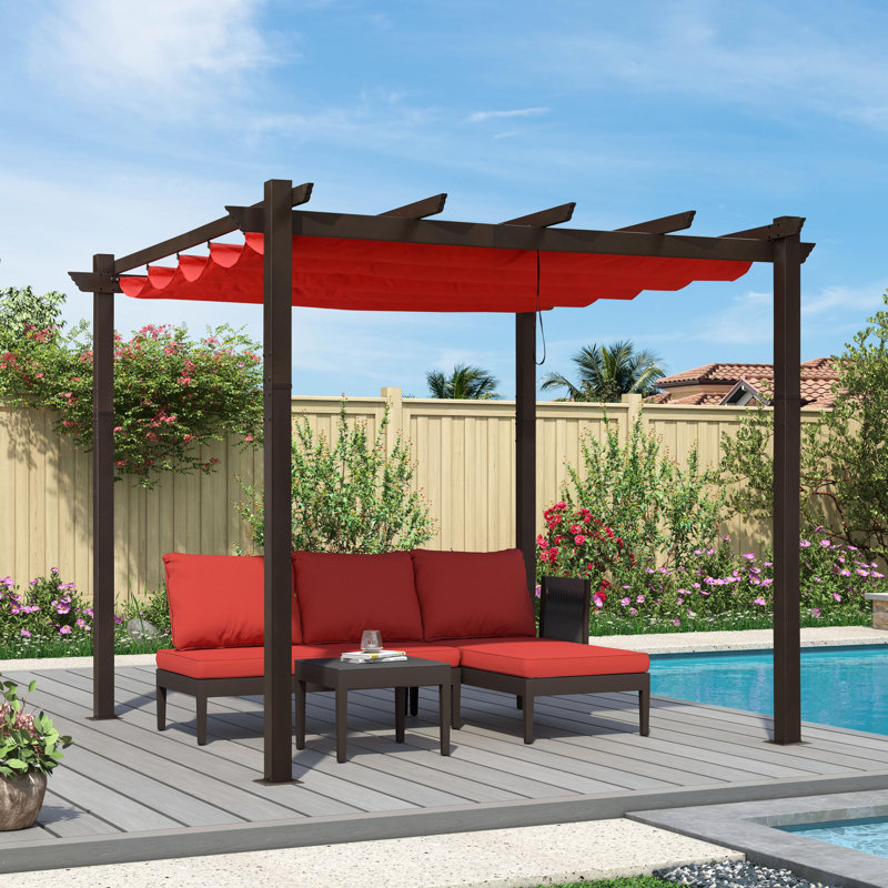 Purple Leaf Aluminium Pergola With Canopy, Terra, 96.5"H x 118"W x 118"D