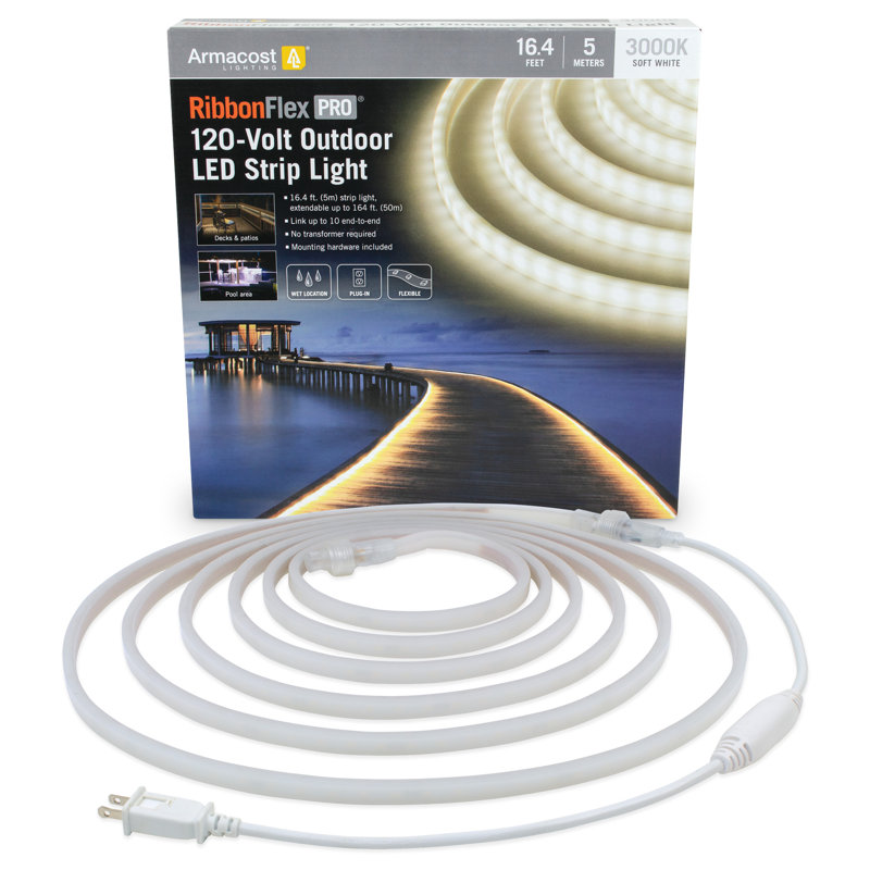RibbonFlex Pro, 120V, 3000K, 60LEDs/M, IP67, 5M Under Cabinet Strip Light
