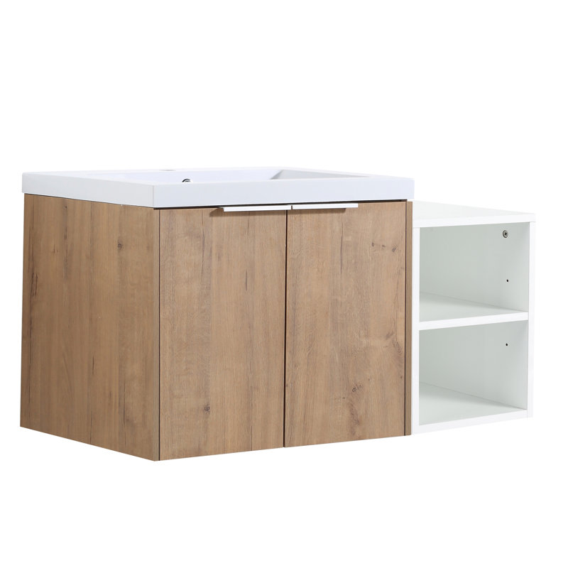 Meuble-lavabo à fermeture en douceur 36 po avec lavabo, Imitation chêne