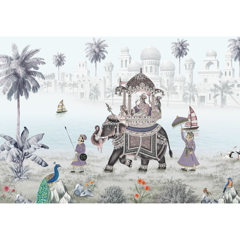 Papier peint majestueux Royal Palace, Gris clair, L 140 po x L 108 po