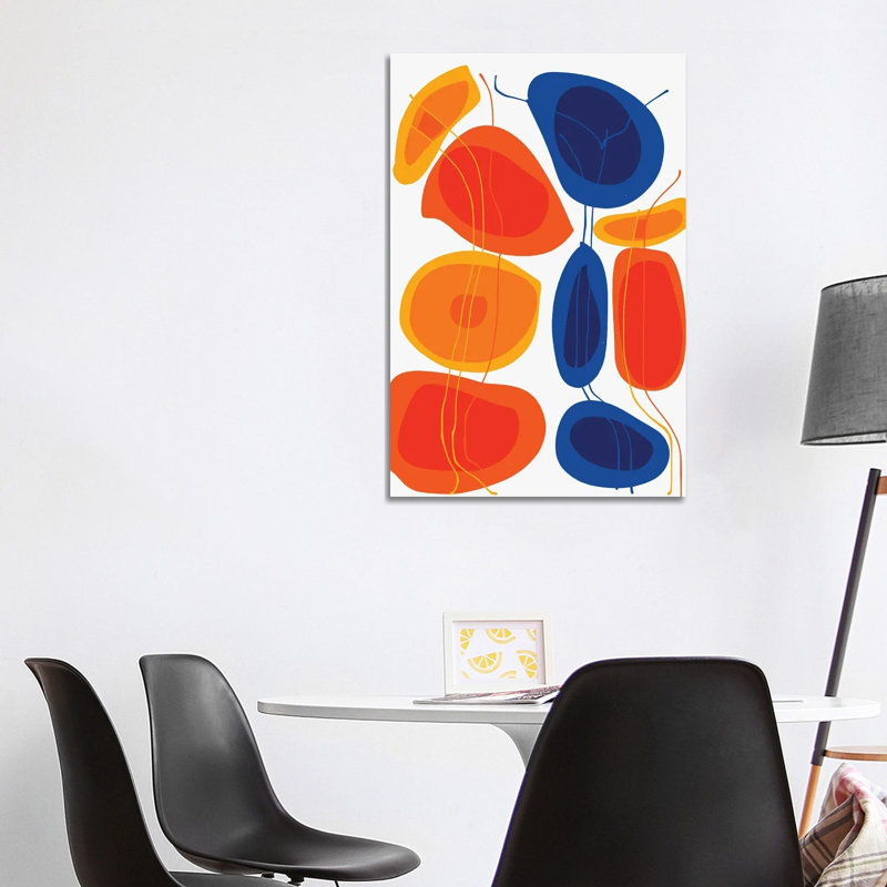Orange And Blue Flowers by Emmanuel Signorino - Wrapped Canvas Print, 101.6 cm H x 66.04 cm W x 1.91 cm D