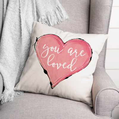 You Are Loved Painted Heart Throw Pillow