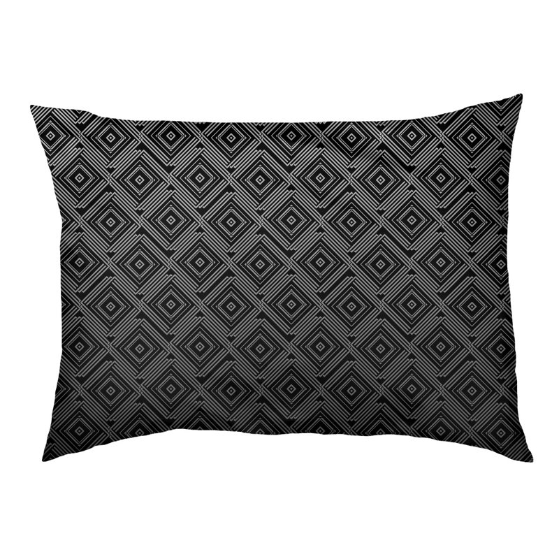 Coussin extérieur à labyrinthe carré Byrge, Très grand (l 52 po x P 42 po x H 17 po), Noir / Gris