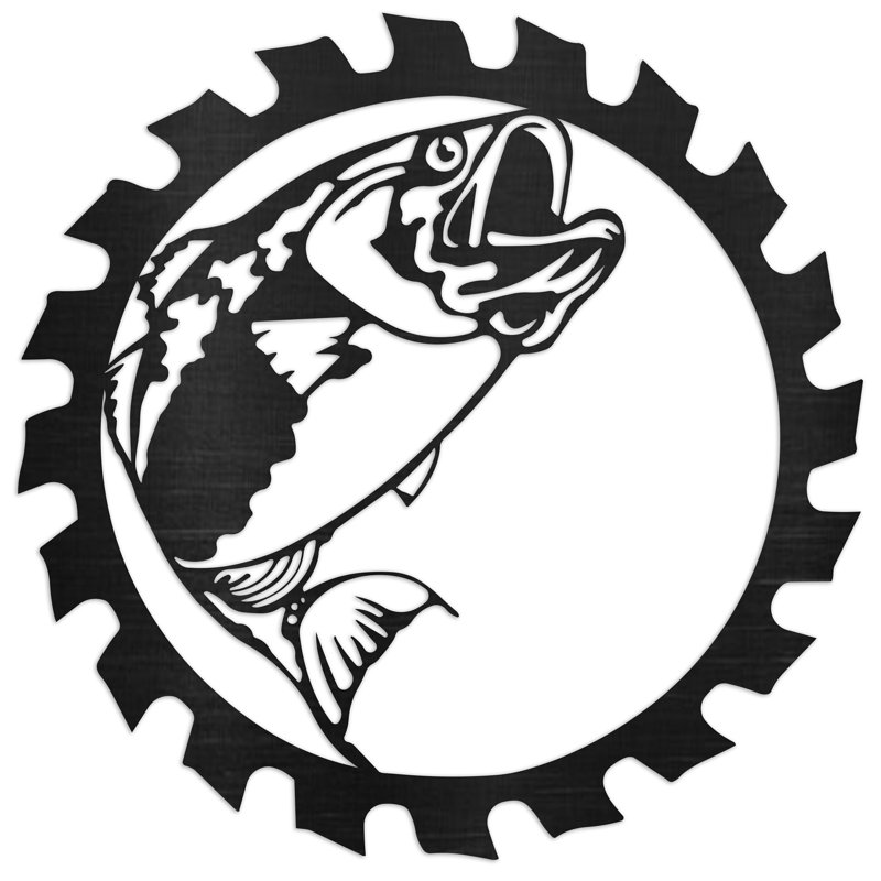 Art mural en forme de lame de scie avec poisson - bouleau baltique naturel (32 po x 32 po), H 32 po x l 32 po x P 0,25 po