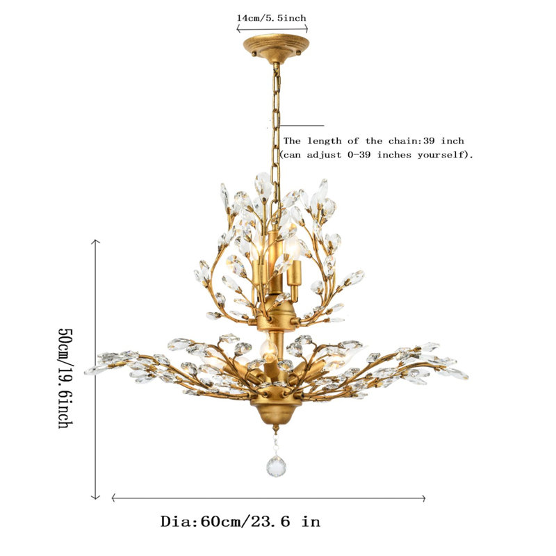 Jamei 7-Light Crystal Chandelier, Gold