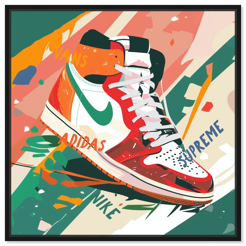 «Sneaker Crayon Sneaker Man» par Notoriart, H 13 po x l 13 po, Cadre noir