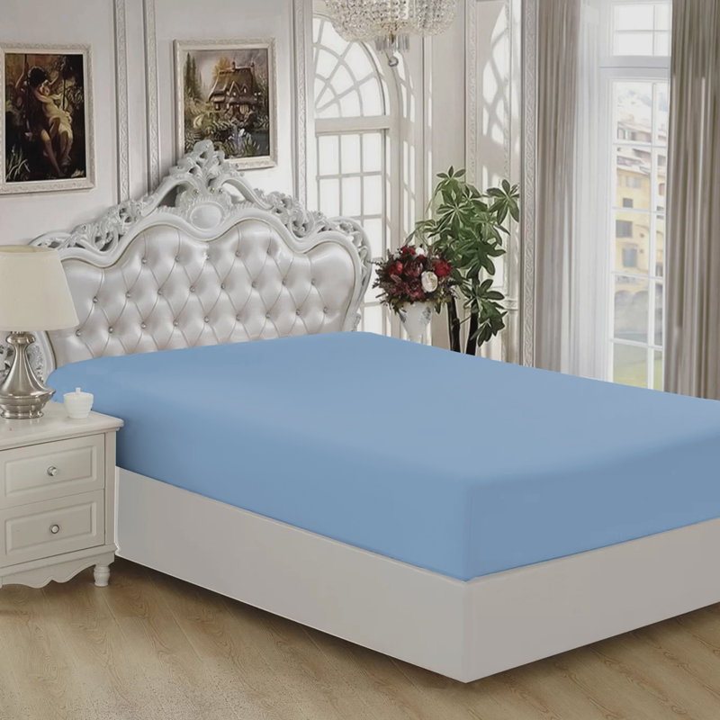 Lieselotte Extra Deep 100% Microfiber Brushed 40 cm Fitted Sheet, Double (4'6), Blue