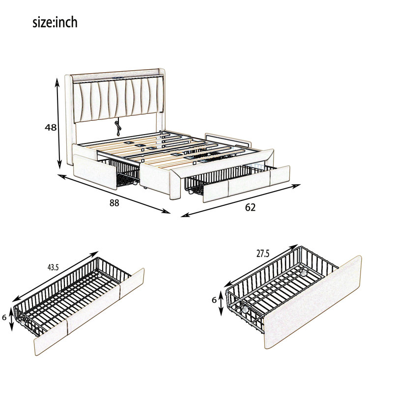Bed Frame Without Mattress, Gray