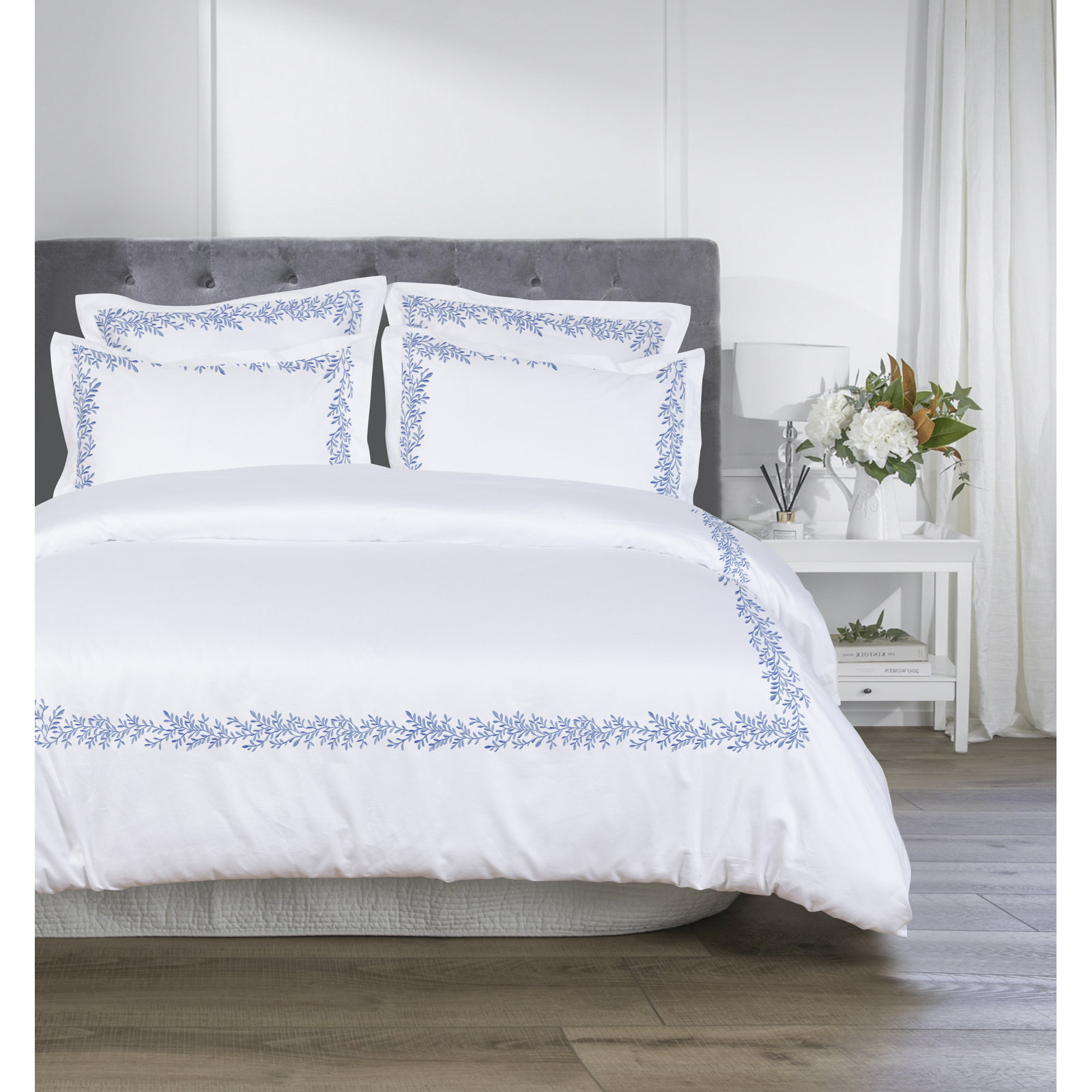 Benna Cotton Duvet Cover Set, King Duvet Cover + 4 Additional Pieces, White