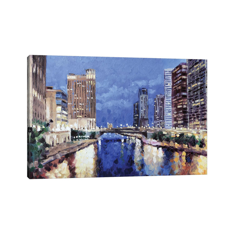 Chicago River by Roger Disney - Wrapped Canvas Gallery-Wrapped Canvas Giclée, 101.6 cm H x 66.04 cm W x 1.91 cm D