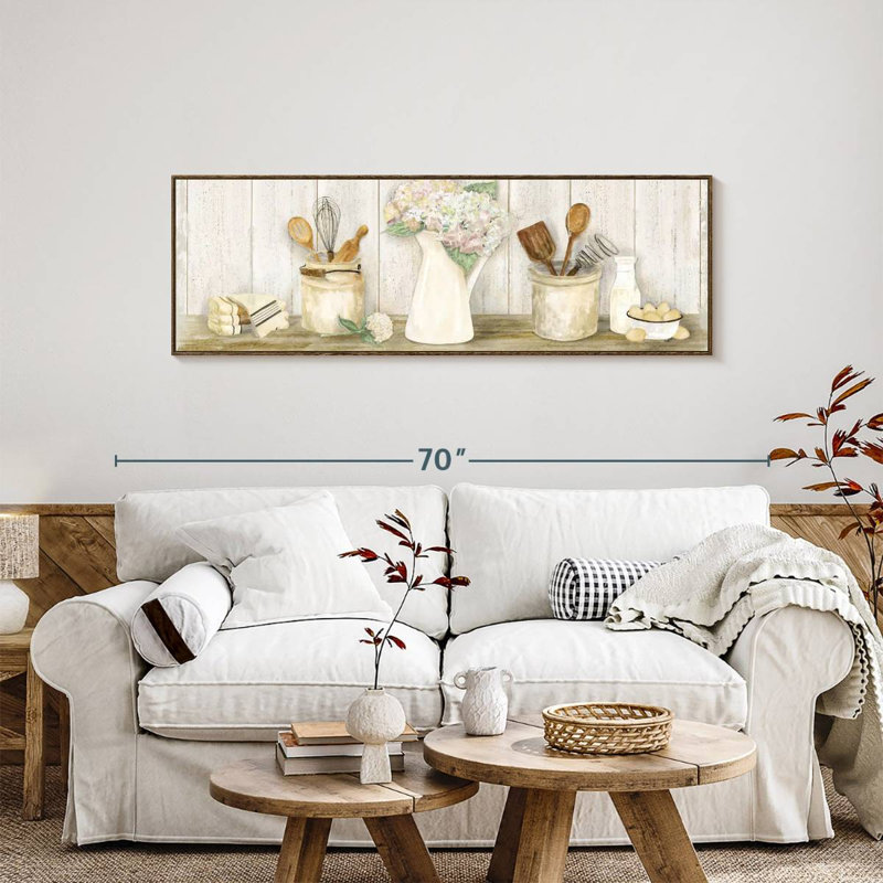 Panneau de cuisine rétro, 57 po x 19 po, Cadre flottant noyer