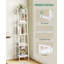 Étagère échelle, bibliothèque, étagère de coin autoportante avec 2 crochets pour le bureau personnel, le salon, la cuisine, la chambre à coucher, industrielle, 5 niveaux, blanc-1084215152-1082066130