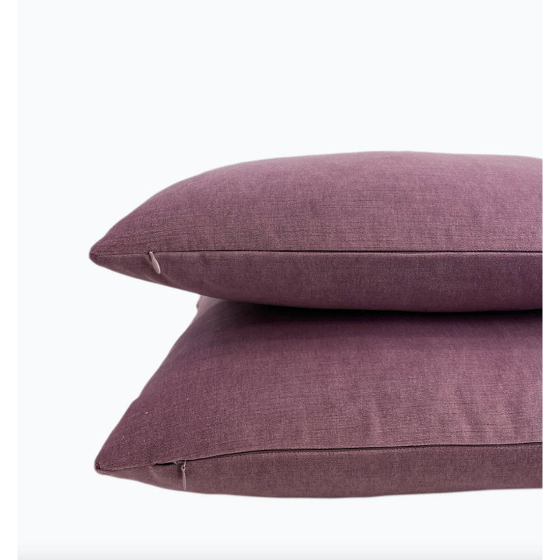 Housse de coussin en velours uni, Mauve, H 20 po x l 20 po