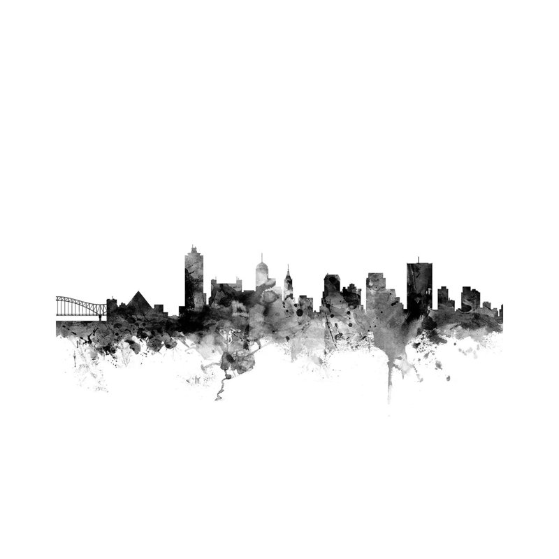 Memphis, Tennessee In Black & White by Michael Tompsett - 1 Piece Wrapped Canvas Wall Art