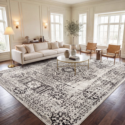 Highworth Oriental Ivory/Black Area Rug