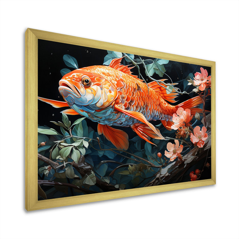 " Fishing Harmonious Hues II ", Gold Single Picture Framed, 12" H x 20" W x 1" D