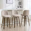 65CM Seat Height Swivel Upholstered Counter Stool with Solid Wood Frame(Set of 2)-2007049851